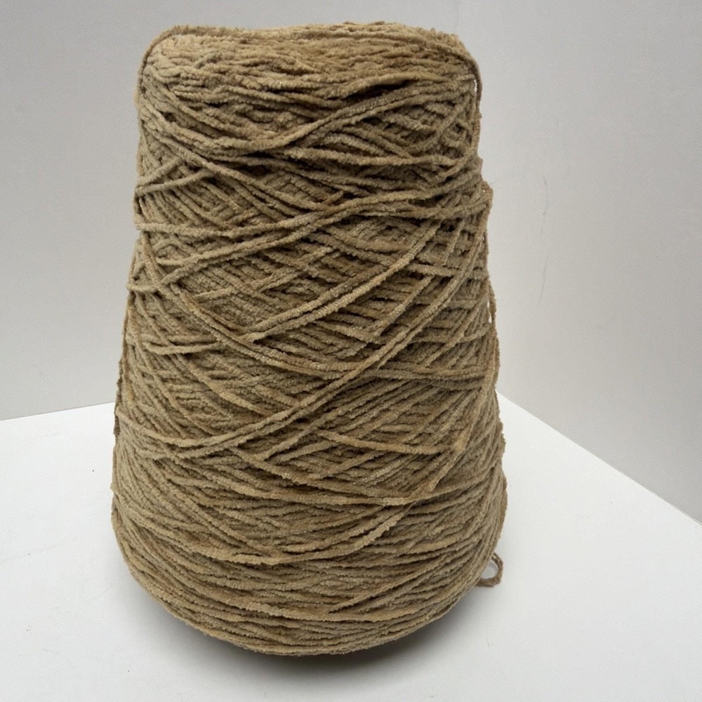 Vintage Yarn 1980s Globe Dye Works Camel Chenille Knitting Crochet Yarn Cone